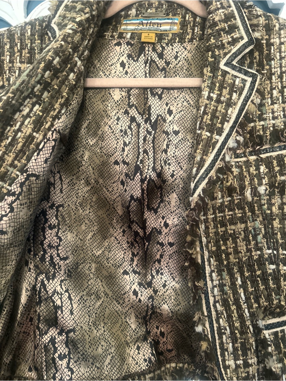 Allen B. By Allen Schwartz Brown Tweed Fringed Cropped Blazer - Picture 8 of 8
